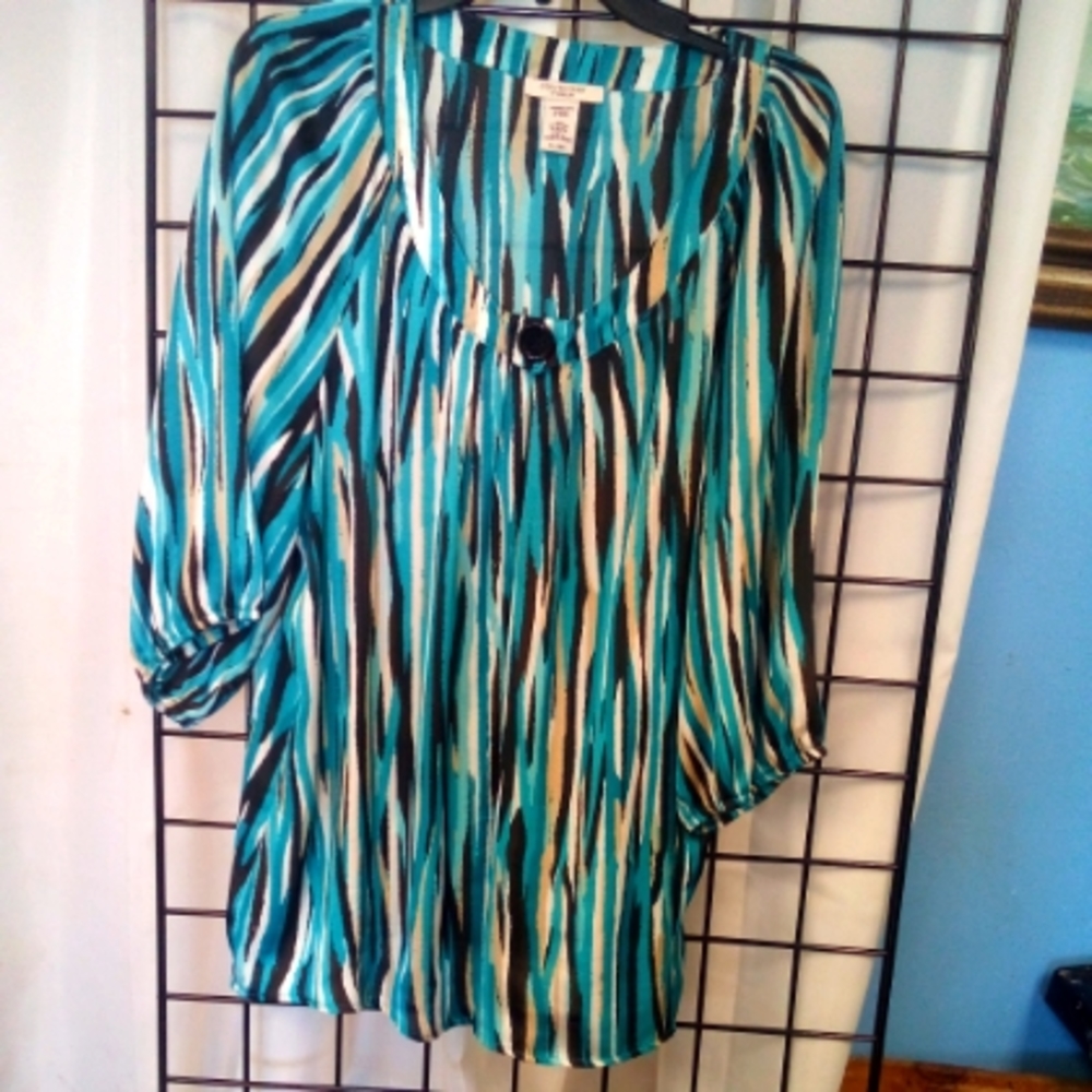 Covington Womens Sz 18-20 Multicolored 3/4 Sleeve Pullover blouse EUC